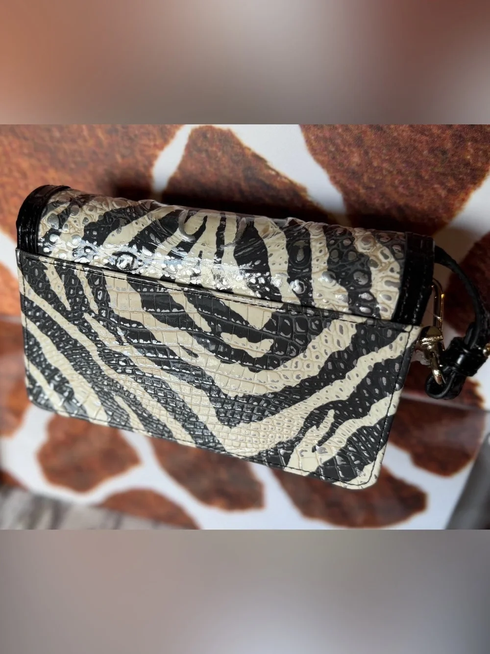 Brahmin Everlasting Encore Minuette zebra Crossbody Bag Black and White NWT